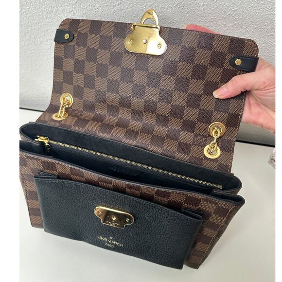 Louis Vuitton Damier Ebene Vavin PM Shoulder Bag – Black Leather & Brown Canvas - Picture 5 of 16